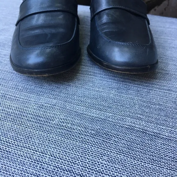 VARDA Heeled Leather Loafers Blue Size 12