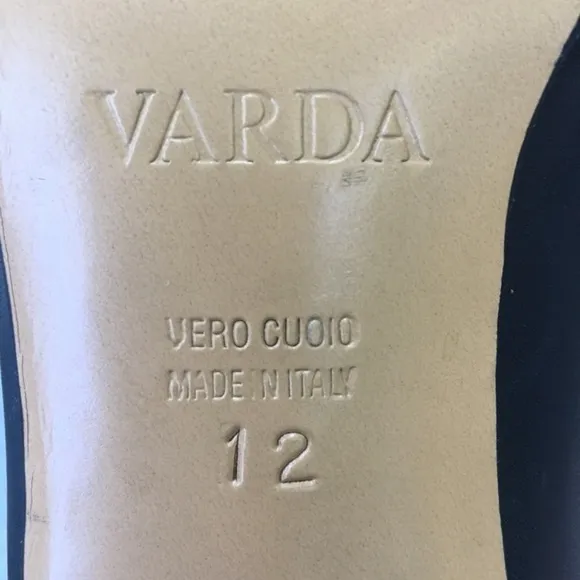 VARDA Heeled Leather Loafers Blue Size 12