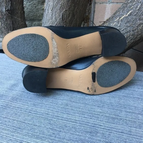 VARDA Heeled Leather Loafers Blue Size 12