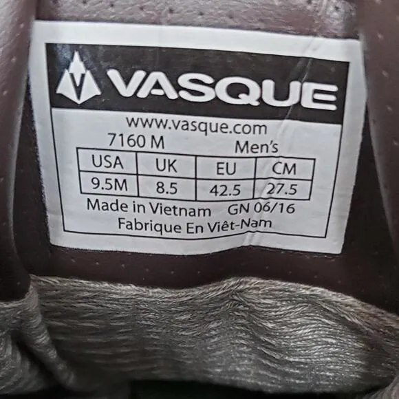 Vasque Brown Black Leather Hiking Boots Mens 9.5 &amp; Superfeet Insoles