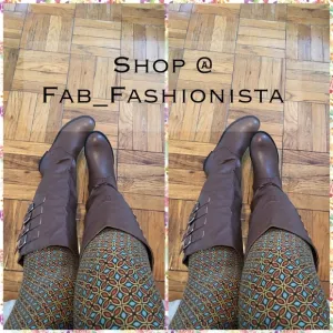 Vegan Leather riding boots tall buckle size 9