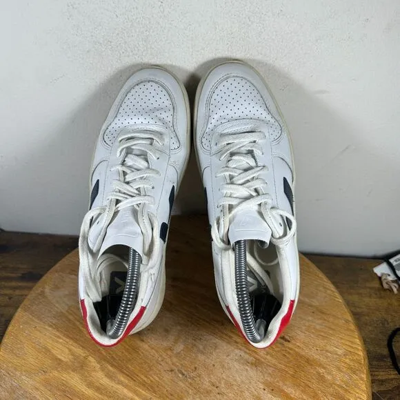 Veja V-10 White Red Lace Up Athletic Shoes Sneakers Women's Size 8
