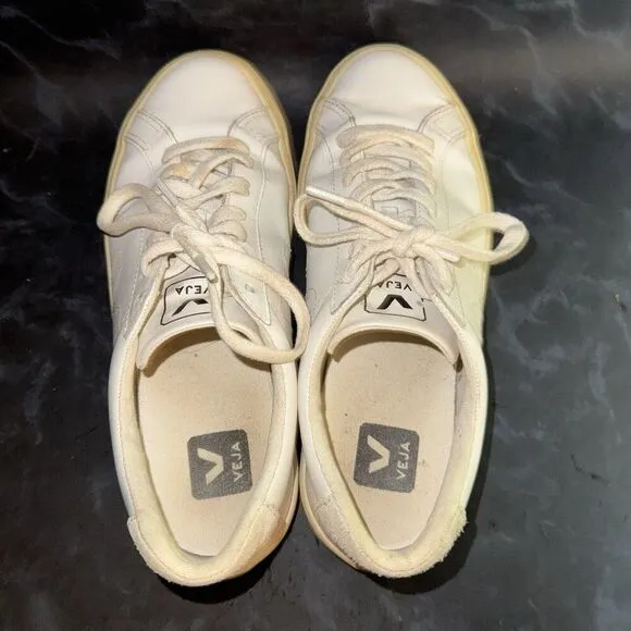 VEJA Esplar White Leather Lace Up Casual Sneakers Shoes Women’s Size 7
