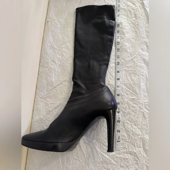 Vero Cuoio Women's Tall Black Leather Boots Size 8.5