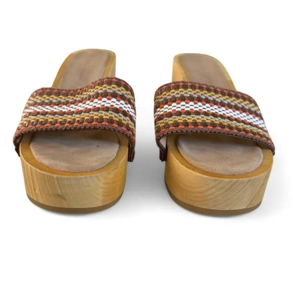 Veronica Beard Hannalee Platform Woven Clog Sandal Brown Heel Shoes Size 10‎