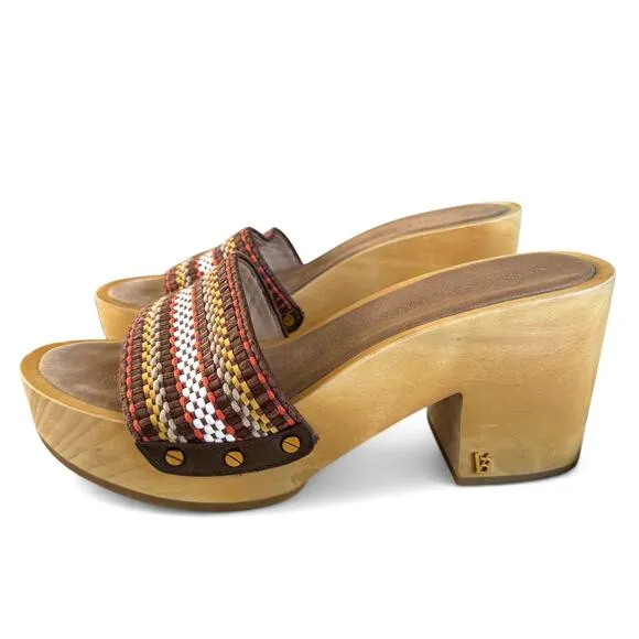 Veronica Beard Hannalee Platform Woven Clog Sandal Brown Heel Shoes Size 10‎