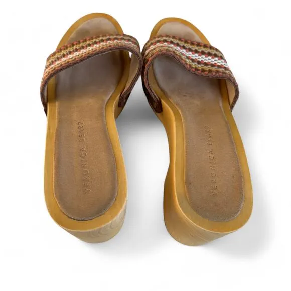 Veronica Beard Hannalee Platform Woven Clog Sandal Brown Heel Shoes Size 10‎