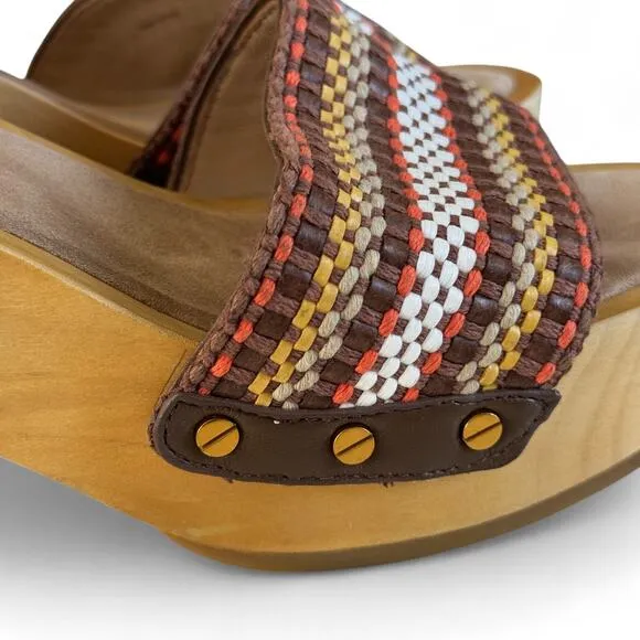 Veronica Beard Hannalee Platform Woven Clog Sandal Brown Heel Shoes Size 10‎
