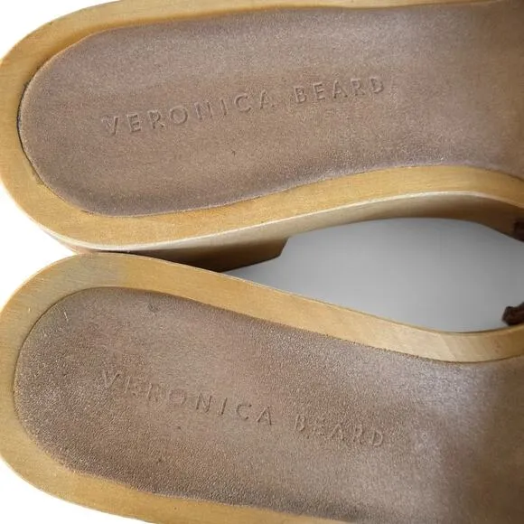 Veronica Beard Hannalee Platform Woven Clog Sandal Brown Heel Shoes Size 10‎