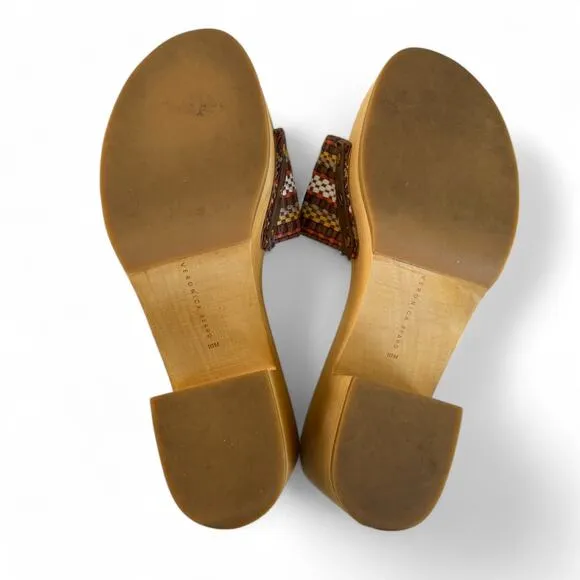 Veronica Beard Hannalee Platform Woven Clog Sandal Brown Heel Shoes Size 10‎