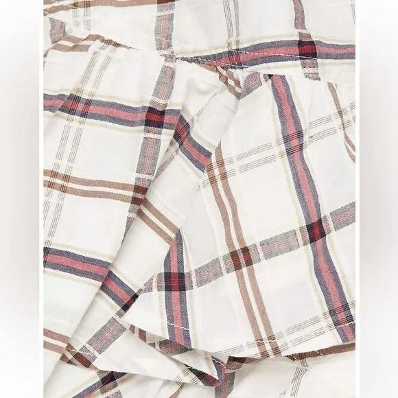 Veronica Beard Memphis Ruffle Mini Skirt Plaid White Multi Size 8