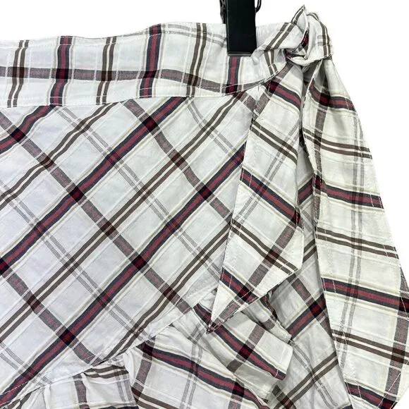 Veronica Beard Memphis Ruffle Mini Skirt Plaid White Multi Size 8
