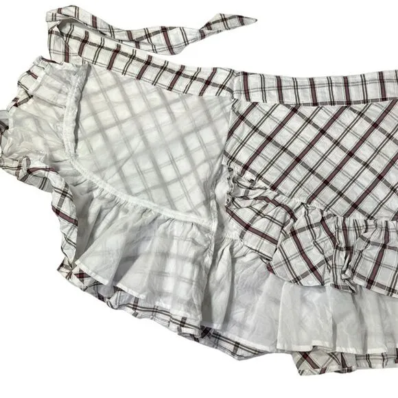 Veronica Beard Memphis Ruffle Mini Skirt Plaid White Multi Size 8