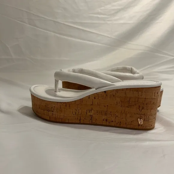 Veronica Beard White and Brown Platform Shoes with Cork Wedge