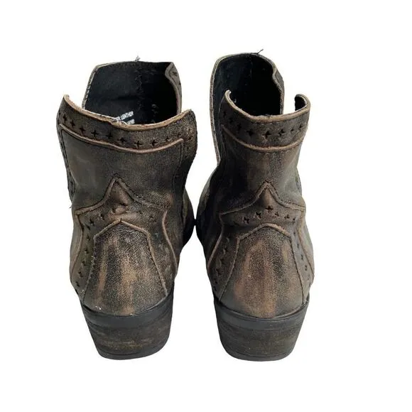 Very Volatile cut out distressed western ankle boots Sz 7 boho leather