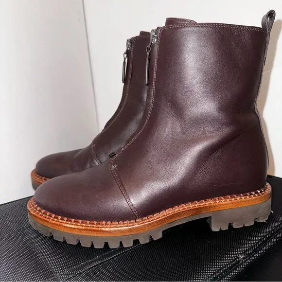 VINCE CABRIA WATER RESISTANT FRONT ZIP COMBAT LUG SOLE ANKLE BOOTS WOMEN 5.5 M