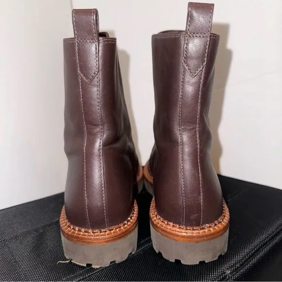VINCE CABRIA WATER RESISTANT FRONT ZIP COMBAT LUG SOLE ANKLE BOOTS WOMEN 5.5 M
