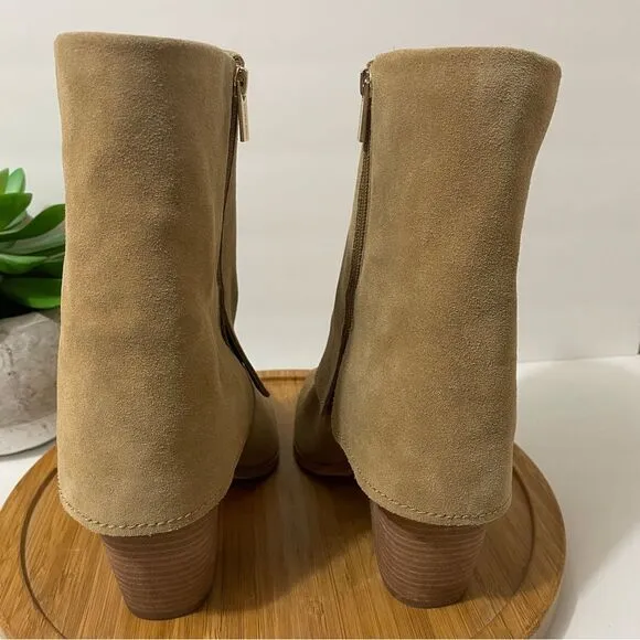 Vince Camuto Allison Suede Mid-Calf Boot Women's Leather Fold Down Tan Size 10