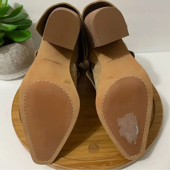 Vince Camuto Allison Suede Mid-Calf Boot Women's Leather Fold Down Tan Size 10