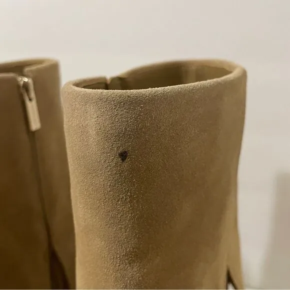 Vince Camuto Allison Suede Mid-Calf Boot Women's Leather Fold Down Tan Size 10