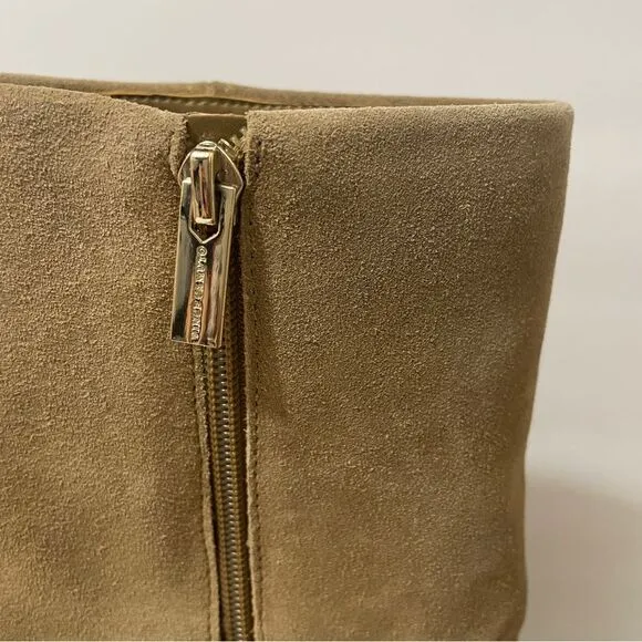 Vince Camuto Allison Suede Mid-Calf Boot Women's Leather Fold Down Tan Size 10