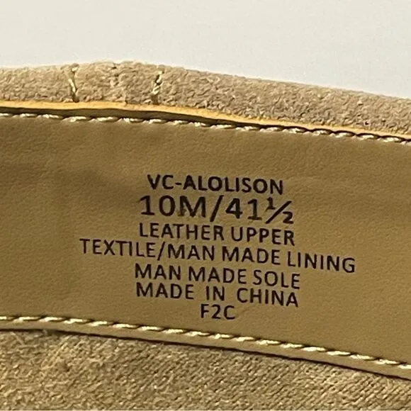 Vince Camuto Allison Suede Mid-Calf Boot Women's Leather Fold Down Tan Size 10