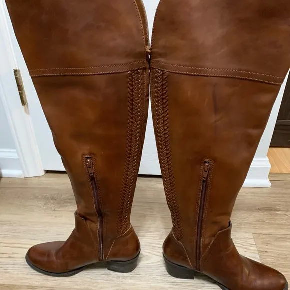 Vince Camuto Bendra Cognac Over the Knee Leather Riding Boots 6.5M