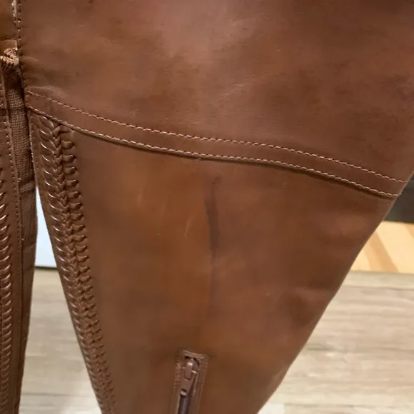 Vince Camuto Bendra Cognac Over the Knee Leather Riding Boots 6.5M