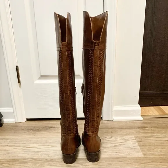Vince Camuto Bendra Cognac Over the Knee Leather Riding Boots 6.5M