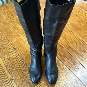 Vince Camuto black leather tall boots. Sift black leather uppers. Size 9 1/2 Med