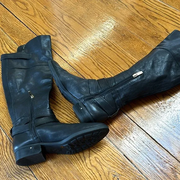 Vince Camuto black leather tall boots. Sift black leather uppers. Size 9 1/2 Med