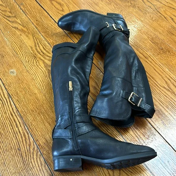Vince Camuto black leather tall boots. Sift black leather uppers. Size 9 1/2 Med