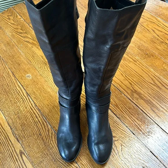 Vince Camuto black leather tall boots. Sift black leather uppers. Size 9 1/2 Med