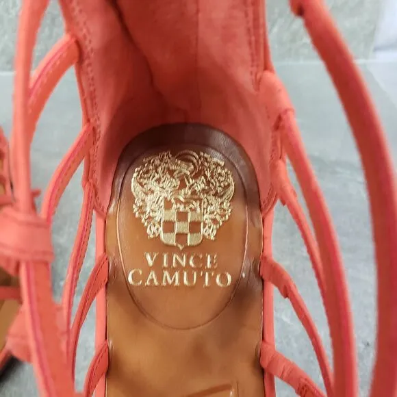 Vince Camuto Sandals Womens 6.5 M Orange Leather Gladiator Sandals Lendrila