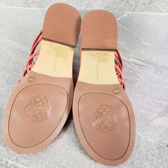 Vince Camuto Sandals Womens 6.5 M Orange Leather Gladiator Sandals Lendrila
