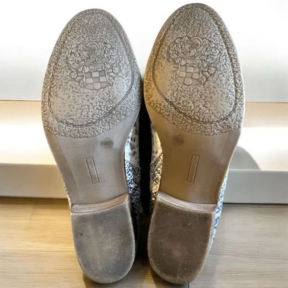 Vince Camuto Tricera Beige Black Neutral Snakeskin Print Zipper Ankle Booties