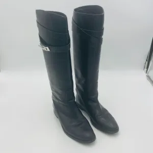 Vince Camuto VI Adwin Black Leather Tall Riding Boots Nero Horse Vittelo 8M/38