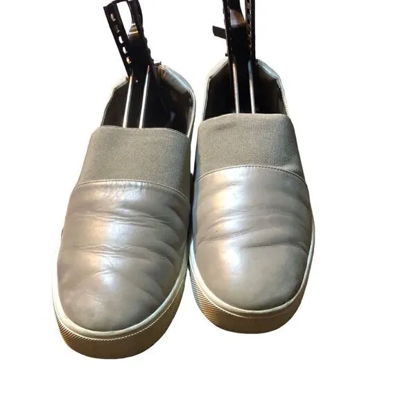 VINCE Corbin Taupe/Gray Leather Slip On Sneakers Women Size US 7 Shoes
