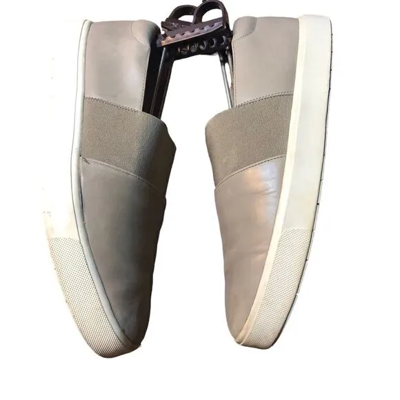VINCE Corbin Taupe/Gray Leather Slip On Sneakers Women Size US 7 Shoes
