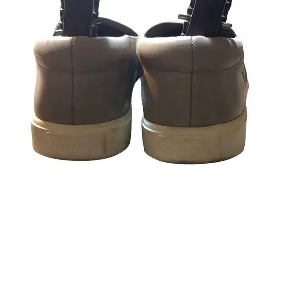 VINCE Corbin Taupe/Gray Leather Slip On Sneakers Women Size US 7 Shoes
