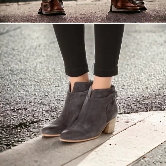 VINCE Harriet Limestone Suede Ankle Boots SIZE 7.5