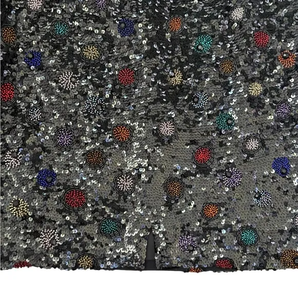 VINTAGE 80's BLACK TIE SEPARATES BY HE-RO INDUSTRIES SILK SEQUINS PENCIL SKIRT