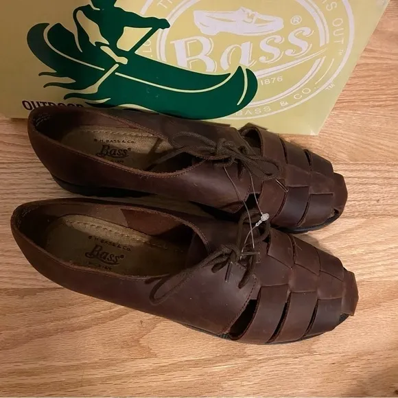 Vintage Bass Fisherman Sandals Sz 9 Trellis Brown Women’s Leather