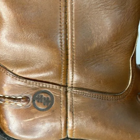 Vintage‎ Brown Leather Western Cowboy Boots with Contrast Stitching
