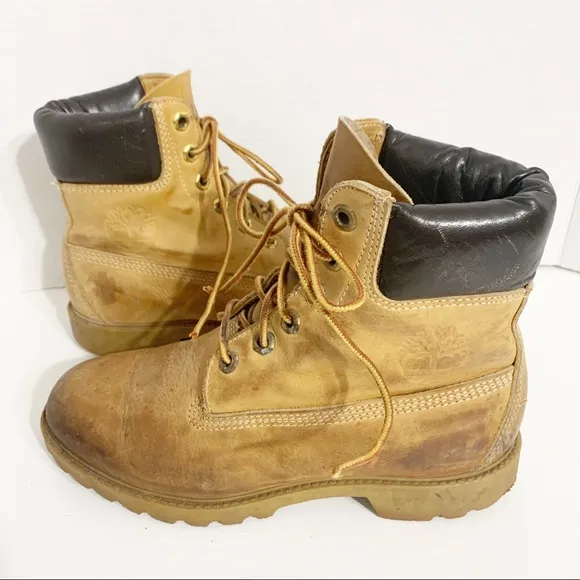 Vintage Classic Leather Wheat Nubuck Timberland Waterproof Work Boots 10361