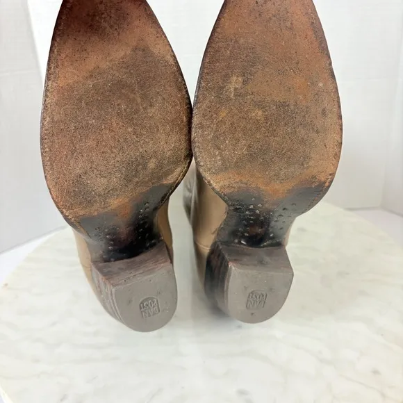 Vintage DAN POST Boots Womens Spanish Leather Cowboy Western Size 7 C Beige