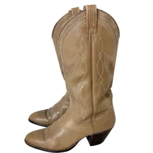 Vintage DAN POST Boots Womens Spanish Leather Cowboy Western Size 7 C Beige