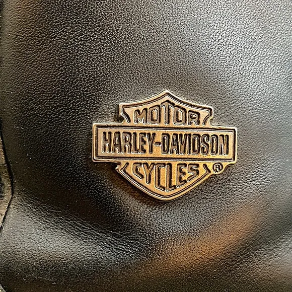 VINTAGE Harley Davidson Double Zip Black Leather Chunky Moto Boots Women Sz 6.5