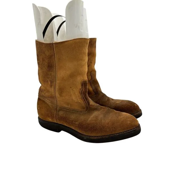 Vintage Herman Shoe Boots Leather Shearling Lined Work Boots Men's 10
