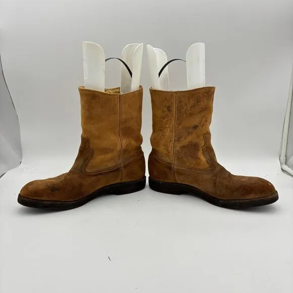 Vintage Herman Shoe Boots Leather Shearling Lined Work Boots Men's 10